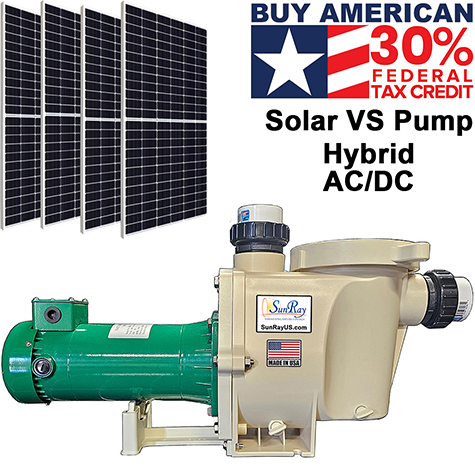SunRay Hybrid AC/DC Solar Pool Pump with solar panels